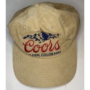 Coors Beer Hat Snapback Banquet Coors Colorado Beige Corduroy Cap OSFA Unisex